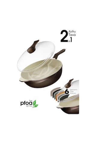 Prosteam 6 Katmanlı Granit Tava 26 Cm - Airfrey Yanmaz Yapışmaz Tava Kahverengi-krem