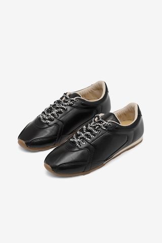 Tonny Black Kauçuk Taban Nefes Alabilen Bağcıklı Sneaker Kadın Siyah Cilt Sneaker Tbklc010