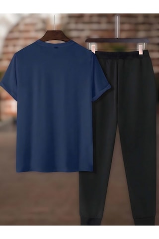 Uyguntarz Unisex 2'li Los Angles Baskılı Eşofman Takımı Lacivert