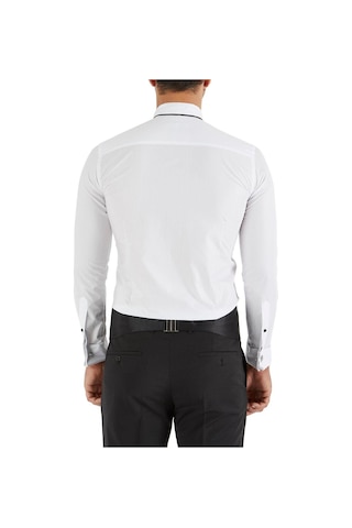 Efor Slim Fit Duble Manşet Biyeli Beyaz Damatlık Smokin Gömlek Gk 182 Beyaz