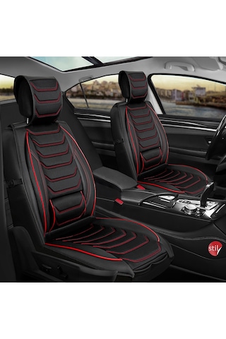 Fiat Egea Cross Uyumlu Lüx Deri Oto Koltuk Kılıfı Ön/arka Set Siyah Kırmızı Fresh
