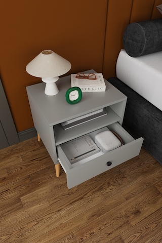 Modern Çekmeceli Komodin Şifonyer %100 Mdf Çok Amaçlı Organizer Kmd02 Kül Gri