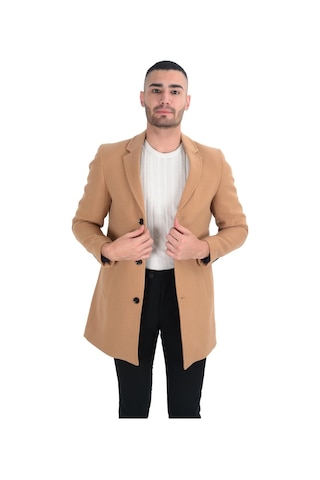 Cengiz İnler Cengiz Inler Mono Yaka Düğmeli Erkek Kaşe Kaban 001