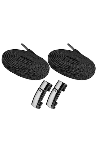 Elastik Siyah Akıllı Kilitli Bağcık Mıknatıslı Tak Bırak 100 Cm