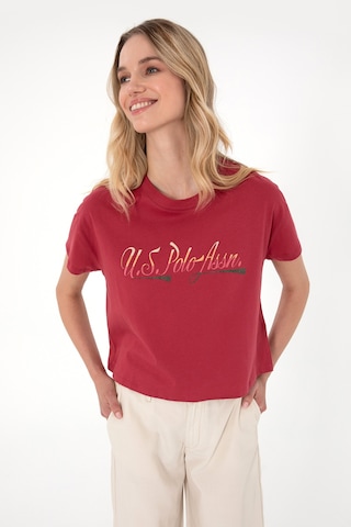 U.S. Polo Assn. Kadın Vişne Bisiklet Yaka Tişört 50299735-VR223
