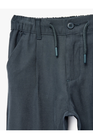Koton Beli Lastikli Düğmeli Viskon Basic Pantolon Lacivert 6skb40015tw