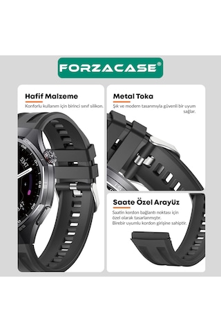 Forzacase Huawei Watch Gt 6 Pro 46mm İle Uyumlu Özel Tasarım Tokalı Silikon Kordon Kayış - Fc1175