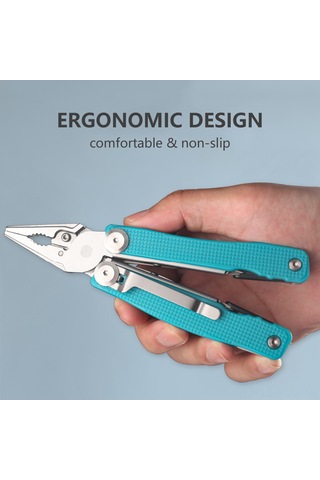 Padalink Mavi Çelik + Abs 14 Fonksiyonlu Katlanabilir Alet Çekiç, Dış Mekan Acil Yardım Ve Kurtarma Aracı Açık Mavi