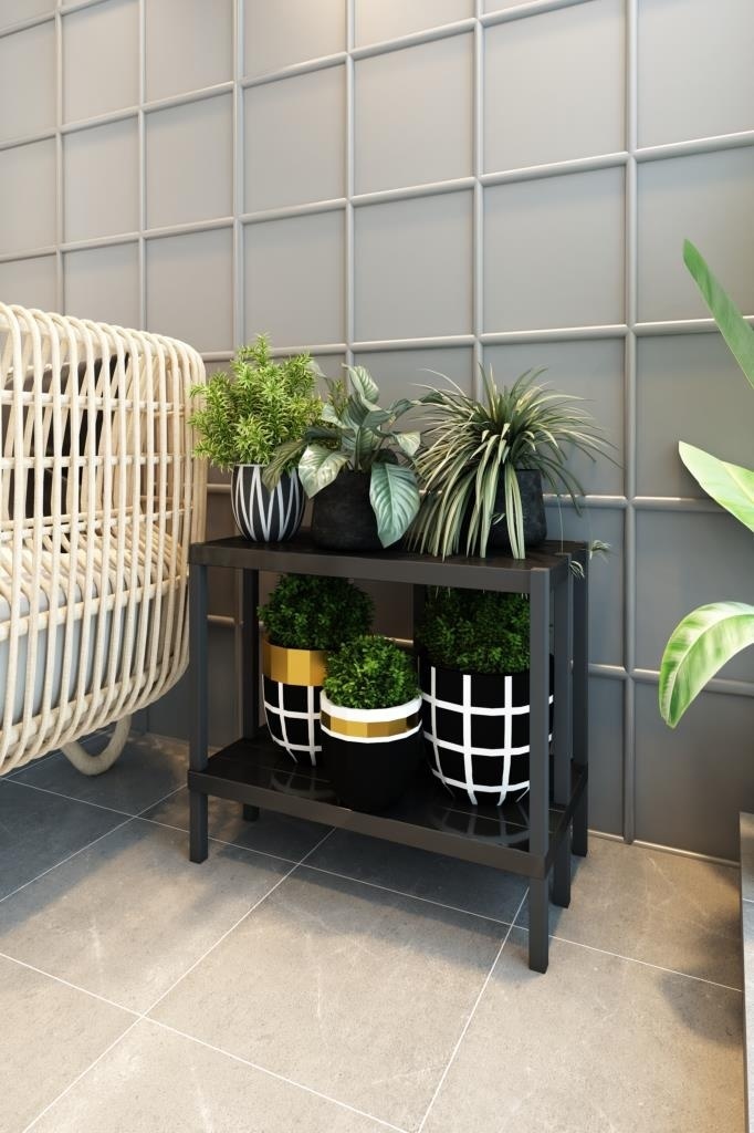 Scaffale 2 Banyo Rafı, Plastik Kitaplık, 2 Raflı Organizer, Banyo Rafı, Bahçe Balkon Organizeri Siyah