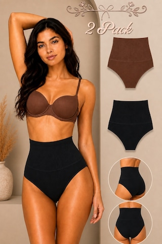 Fit Women Kadın Yüksek Bel Esnek 2 Li Külot Siyah-kahve