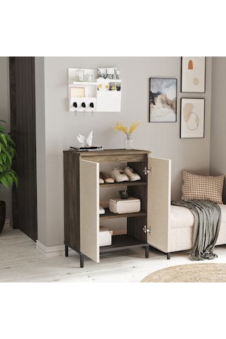 Robin Home Gloria Çok Amaçlı Dolap Ayakkabılık Metal Ayaklı Bej