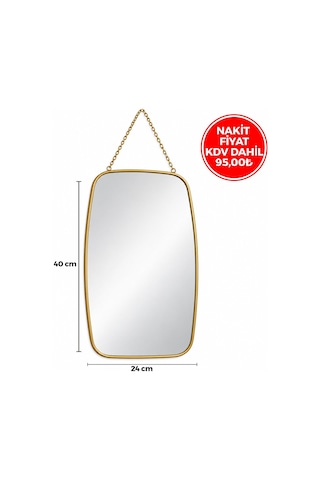 İbico Dekoratif Duvar Aynası Gold Çerçeveli İp Askılı 24x40 Cm- 18'li Paket