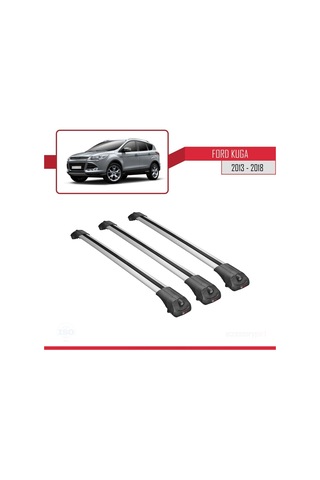 Ford Kuga 2013-2018 Arası İle Uyumlu Ace-1 Ara Atkı Tavan Barı Gri 3 Adet Bar