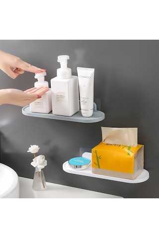 Gri Banyo Tuvalet Rafı Free Punch Şampuan Duş Rafı Baharat Şişesi Braketi Gri