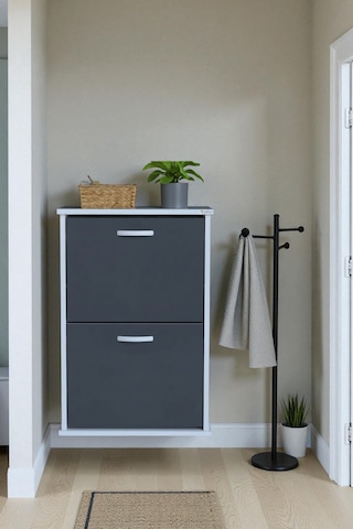 Eliusta Holen Antrasit Renk Ayakkabılık 2 Düşer Kapak 52 Cm Genişlik Kapı Önü Asma Ayakkabılık 52x74x26 Cm Antrasit