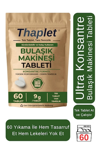 Thaplet Bulaşık Makinesi Tableti Ultra Etkili Formül 60 Adet Tablet