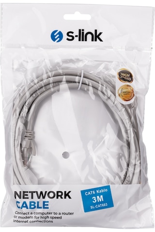 S-lınk Sl-cat603 Cat6 Patch 3mt Kablo Gri 1923 Renkli