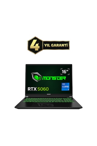 Monster Tulpar T6 V3.3.5 i7-13700HX 32 GB 1 TB SSD 8 GB RTX5060 16" W11H Dizüstü Bilgisayar