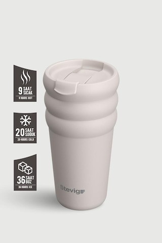 Stevig 3 Bubble Two-cap Straw Tumbler Çelik Termos 600 Ml Crushed Rock St-244 Bej