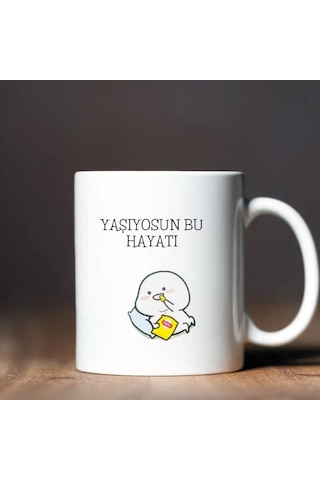 Kişiye Özel İsim Yazılı Çelik Matara Ve Yaşıyosun Bu Hayatı Kupa Seti