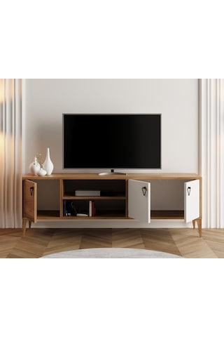 Rivo Tv Ünitesi Legnano-beyaz Raflı Ve Kapaklı Modern Tasarım 150 Cm Ahşap - Beyaz