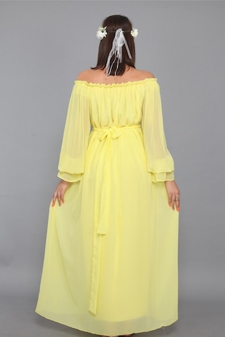 Moda Labio - Dökümlü Elbise Sarı