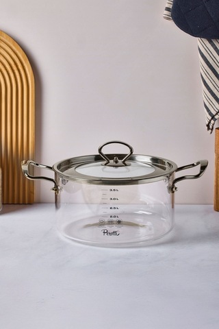 Perotti Cam Tencere 3,5 Lt Logan Silver 20x14 Cm 17645 Şeffaf