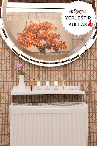 Risingmaber Beyaz Montajsız Petek Üstü Metal Raf, Kalorifer Peteği Raf Dresuar Uçan Raf 40 Cm Mt106b Diğer