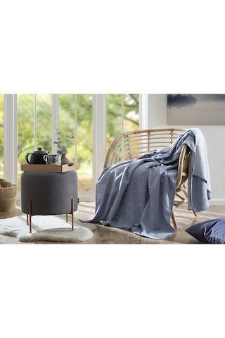 Özdilek Floretta Dolce Çift Kişilik Pamuklu Battaniye 180x220 Cm Indigo