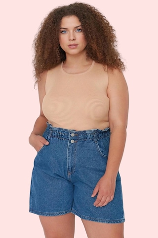 Ersefa Kadın Pamuklu Denim Şort Beli Lastikli Geniş Paça Yazlık Günlük K mavi