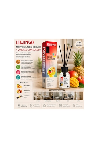 10 Adet Fruit Cascade Bambu Çubuklu Oda Kokusu 110 Ml Cam Şişe 4 Çubuklu Eşit Yayılım Mango Ananas Şeftali Vanilya Reed Diffuser Room Fragrance Diğer