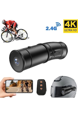 Glr V8 Dual Channel 4k Ultra Hd Motosiklet Kask Kamerası - Çift Yönlü Kayıt, Wifi, Gece Görüşü, 170