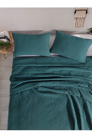 Cambrıdge Yatak Örtüsü Seti Çift Kişilik Koyu Yeşil Kutulu