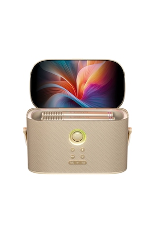 Ikarao Shell S2 Altın Taşınabilir Karaoke Makinesi 140w Çift Mikrofonlu, Bluetooth