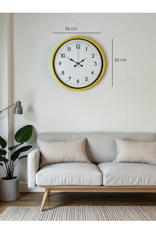 36 Cm Sarı Dekoratif Duvar Saati Renkli 52510252