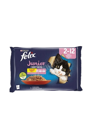 Felix Sığır Etli Ve Tavuklu Yaş Yavru Kedi Maması Ekonomik Paket 4x85gr Felix Sığır Etli Ve Tavuklu Yaş Yavru Kedi Maması Ekonomik Paket 4x85gr