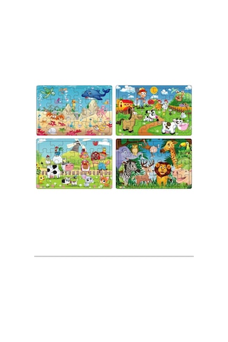 Yeni 4 Adet 24 Parçalı Ahşap Puzzle Yapboz Seti. Çiftliğim. Okya