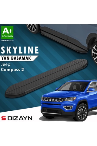 S-dizayn Jeep Compass 2 Skyline Siyah Yan Basamak 173 Cm 2017 Üzeri A+ Kalite
