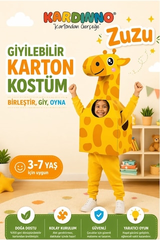 Kardinno Uzun Boylu Zuzu Karton Giyilebilir Çocuk Kostümü Etkinlik Parti Doğum Günü Kostüm