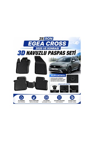 Zeron Fiat Egea Cross 2020 Ve Sonrası 3d Havuzlu Paspas Seti Su Geçirmez Kaymaz 5 Parça