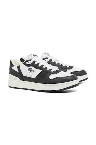 Lacoste T-clip Set Leather Mens Sneaker Hakiki Deri Erkek Günlük Spor Ayakkabı Beyaz Siyah Beyaz - Siyah