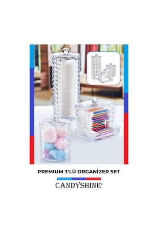 Diamond Premium 3'lü Set Makyaj Organizeri Modern Düzenleyici