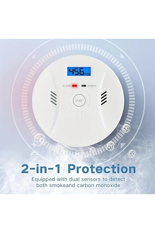 Willowhaven One 2si1 Karbonmonoksit Ve Duman Dedektörü Ev Mutfak Alarmı Led Ekran 9v Pil