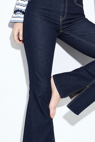 Hiccup H74 Slim Fit İspanyol Paça Jean Koyu Mavi