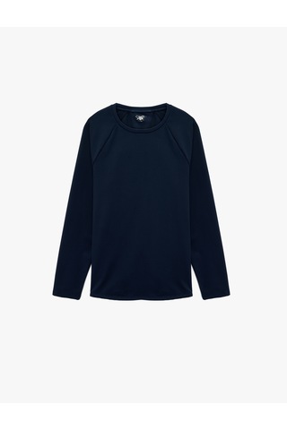 Koton Uzun Kollu Bisiklet Yaka Dikiş Detaylı Slim Fit Spor Tişört Lacivert 6wam10103nk Lacivert