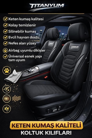 Titanyum Serisi Lüks Keten Üniversal Oto Koltuk Kılıfı Volkswagen Bora-golf-jetta-polo Uyumlu Siyah