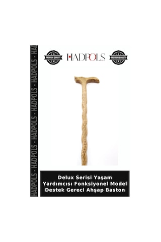 Hadpols Delux Serisi Yaşam Yardımcısı Fonksiyonel Model Destek Gereci Ahşap Baston Kahverengi