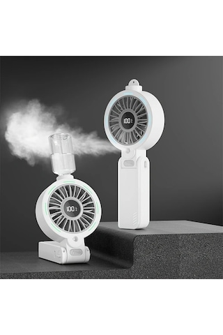 Xuweiwei Beyaz Taşınabilir El Tipi Usb Fan 3600mah Pil Ayarlanabilir Hız Masaüstü El Tipi Asılı Kullanım Renkli Gece Lambası Su Şişeli