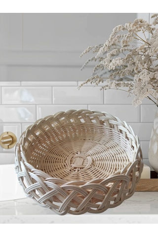 Bambu El Yapımı Çok Amaçlı Sepet Bej