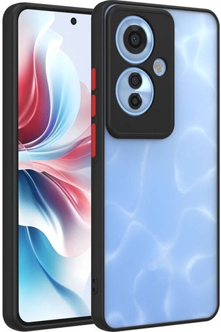 Oppo Reno 11f 5g Kılıf Arkası Buğulu Kenarları Renkli Sert Premium Silikon Kapak Rcv/hux Siyah